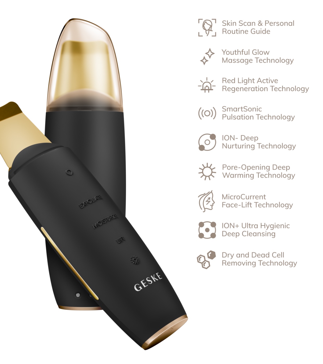 GESKE - Limpador MicroCurrent Skin Scrubber & Blackhead Remover 9 en 1  - Ouro Preto