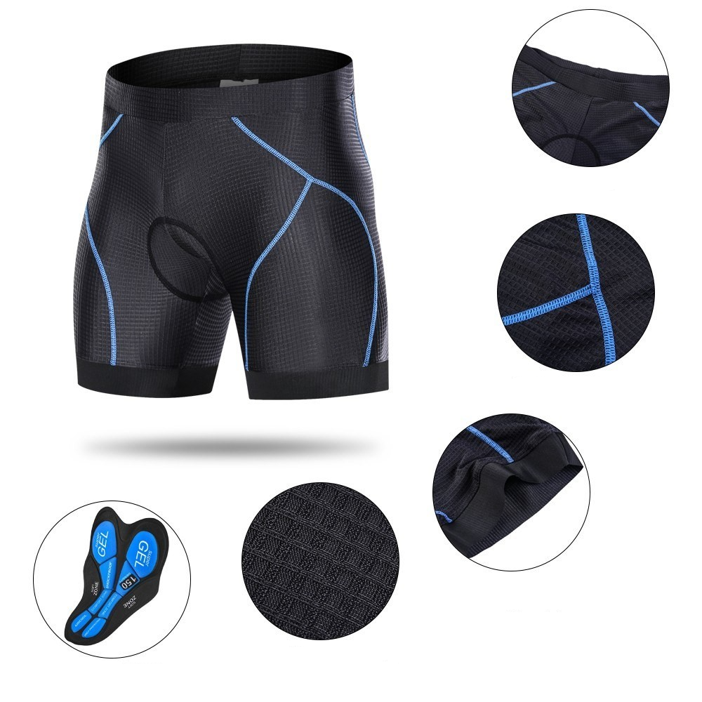 (Gr. M) Gepolsterte Herren Fahrrad Radhose Gel Polster (Taille 68cm) - Schwarz / Grau