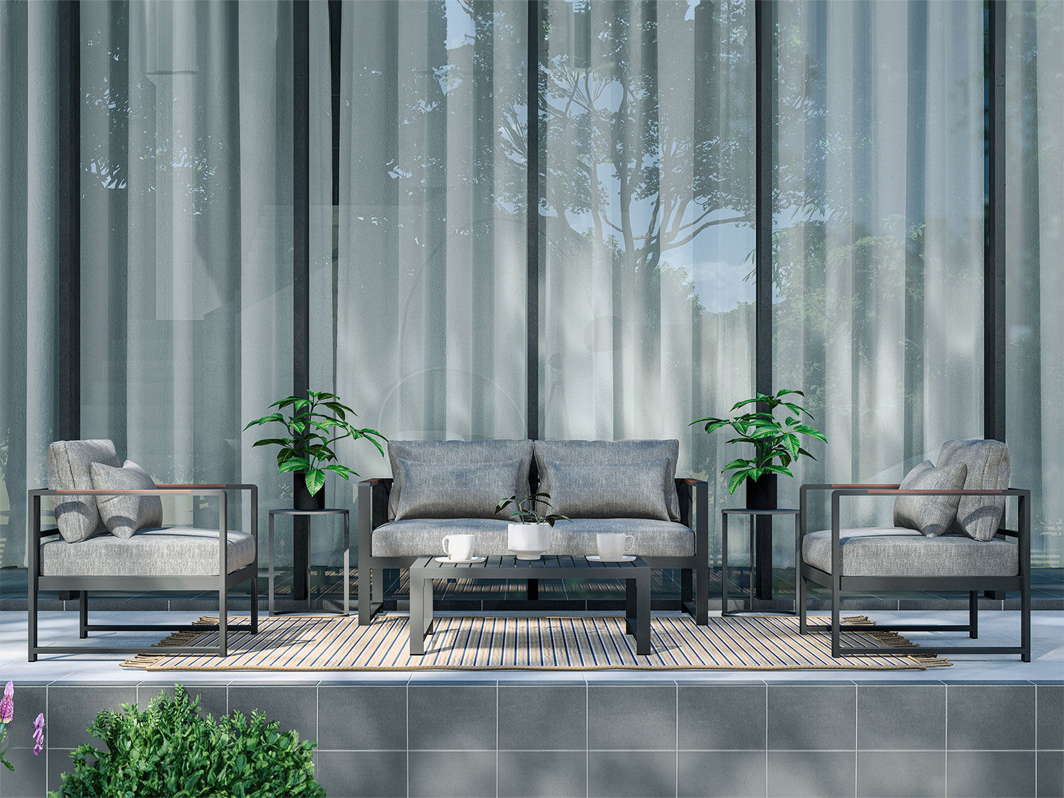 Gartenlounge Noa, 4-teilig, mit Aluminiumgestell