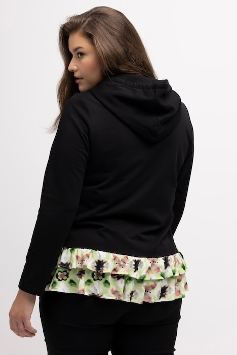 Hoodie, Lagenlook, A-Linie, Langarm, Kapuzenshirt