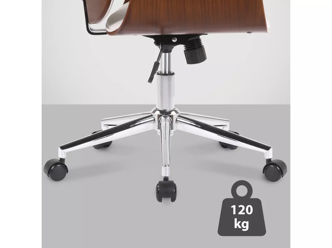 Chaise de bureau - Bois & Métal - Noyer / Blanc - Kemberg