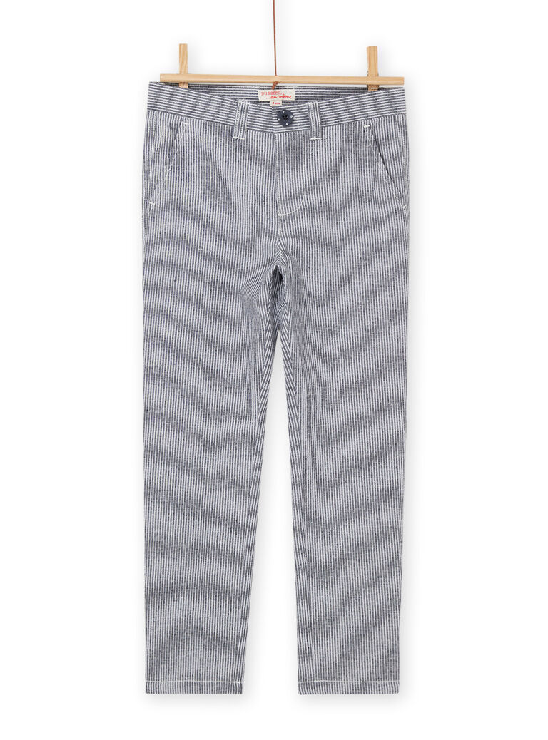 Pantalon en lin à imprimé rayures