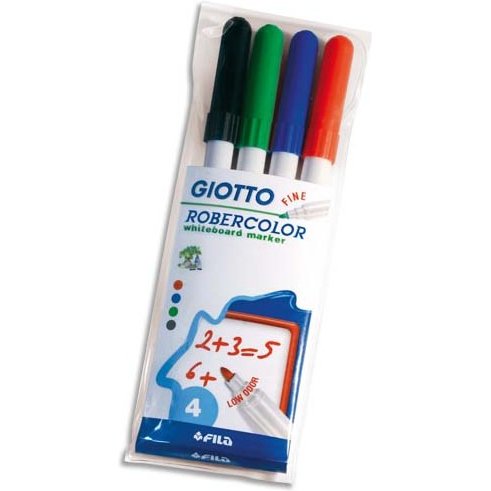 Pochette feutre robercolor pointe fine giotto pour       tableau blanc odeur neutre    ecriture 1mm 4 unites coloris