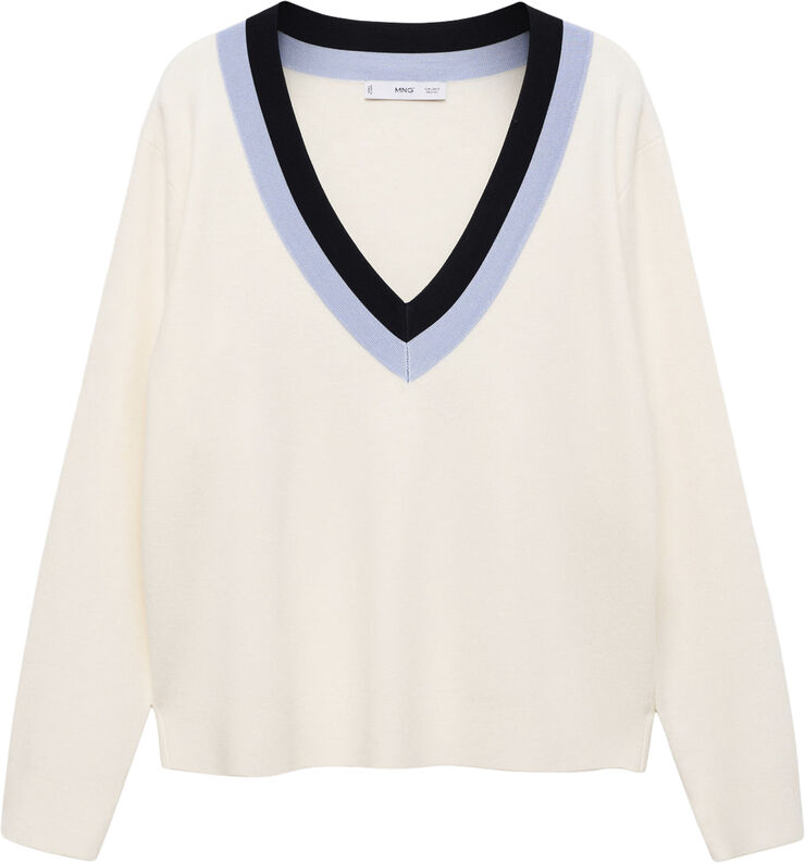 MANGO Striped sweater detail Light beige