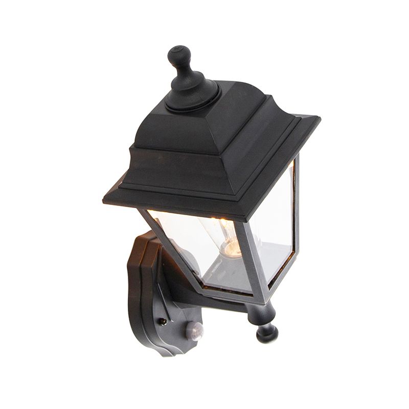Klassieke buitenwandlamp zwart met bewegingsmelder - Capital