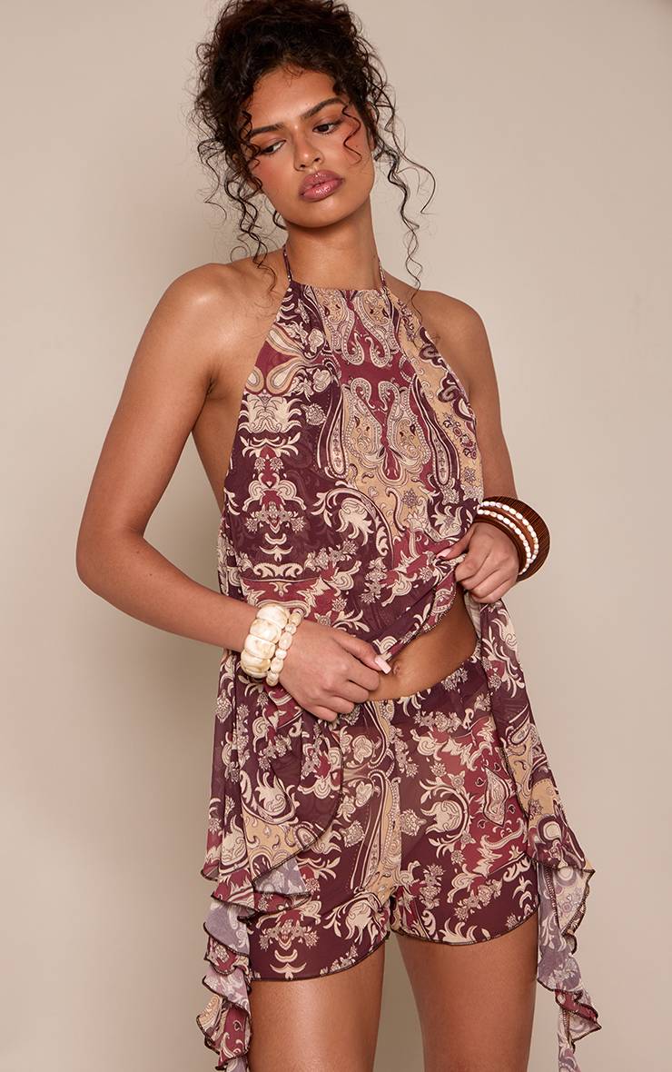 Violet Ensemble Short Imprimé Paisley