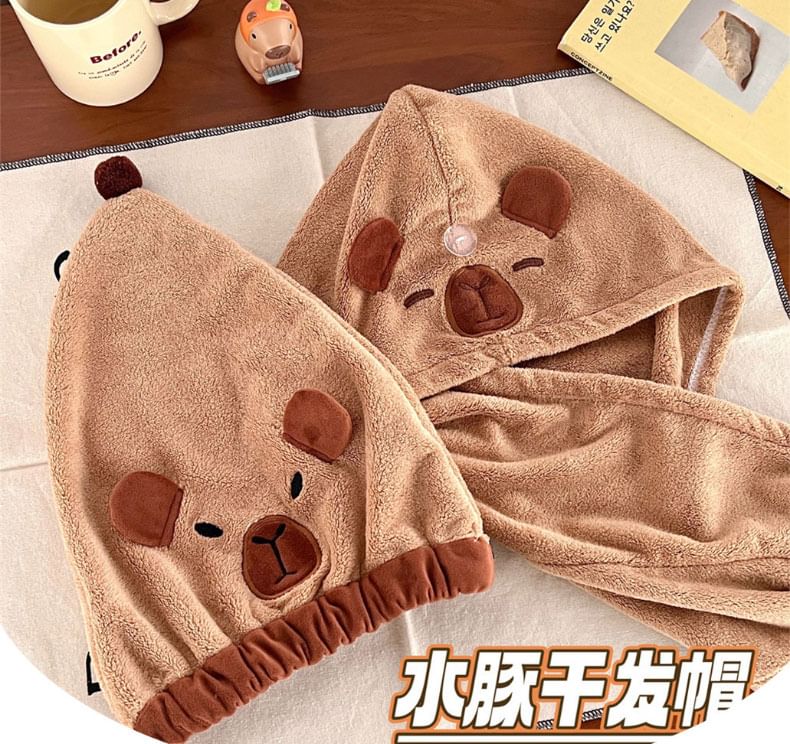 Chavipa - Capybara Coral Fleece Snel Droog Haarhanddoek (Verschillende Ontwerpen)