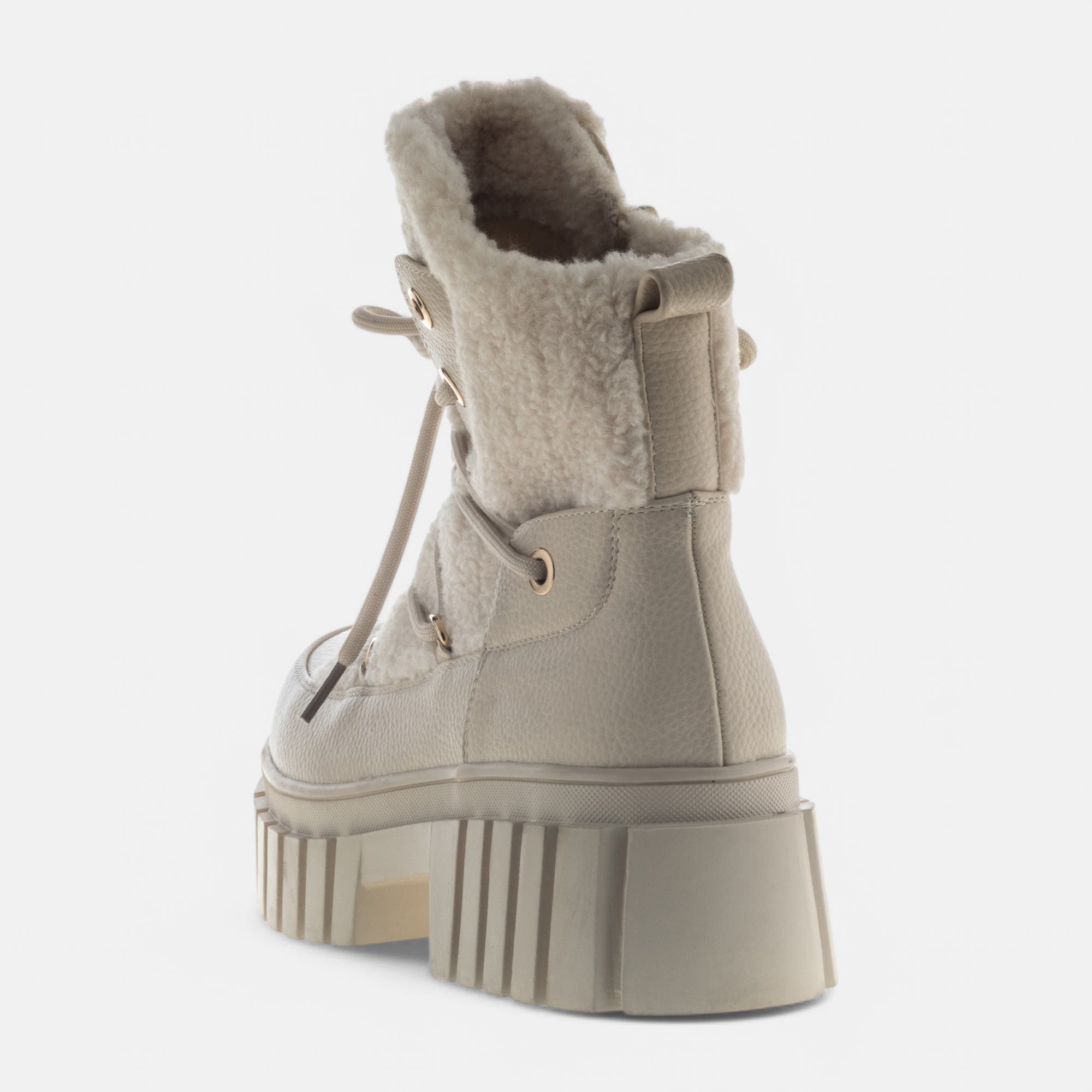 Bottines à lacets à talon compensé Femme beige