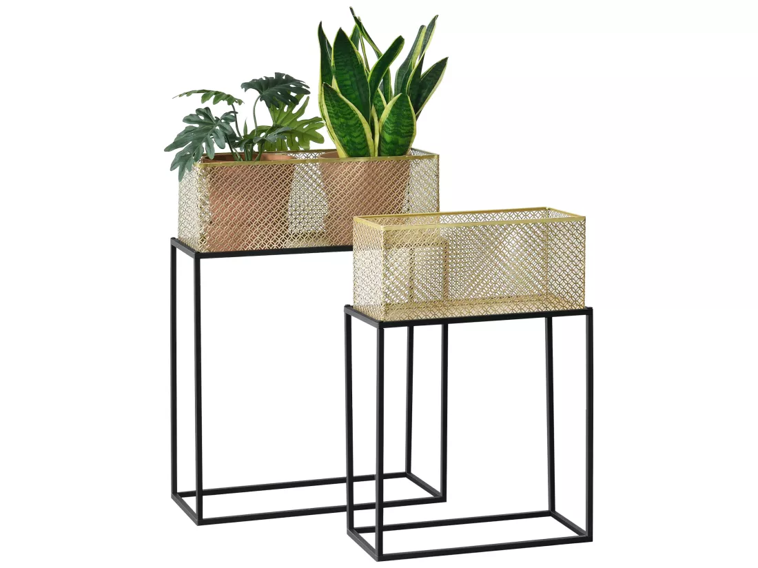 Lot De 2 Supports De Plante Anderlues Noir Laiton [en.casa]