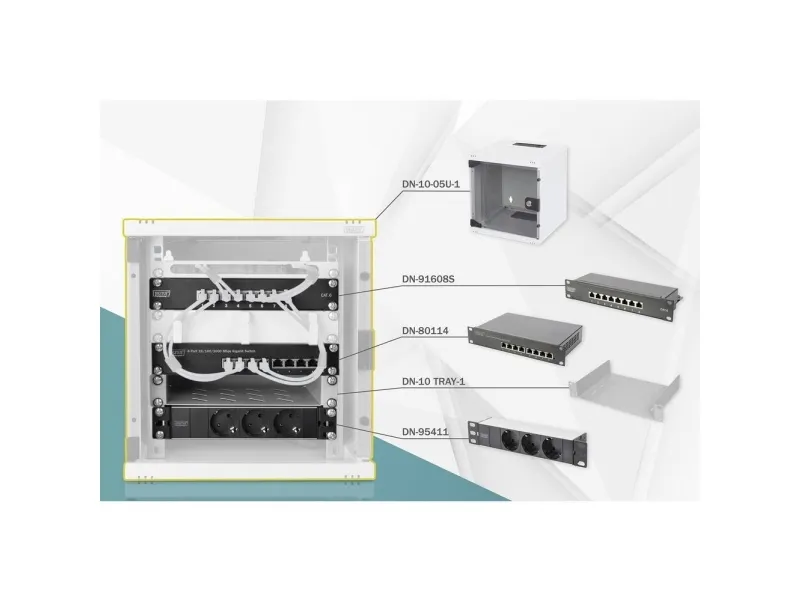 Digitus DN-10-SET-1, Vægmonteret stativ, 30 kg, Nøglelås, Grå