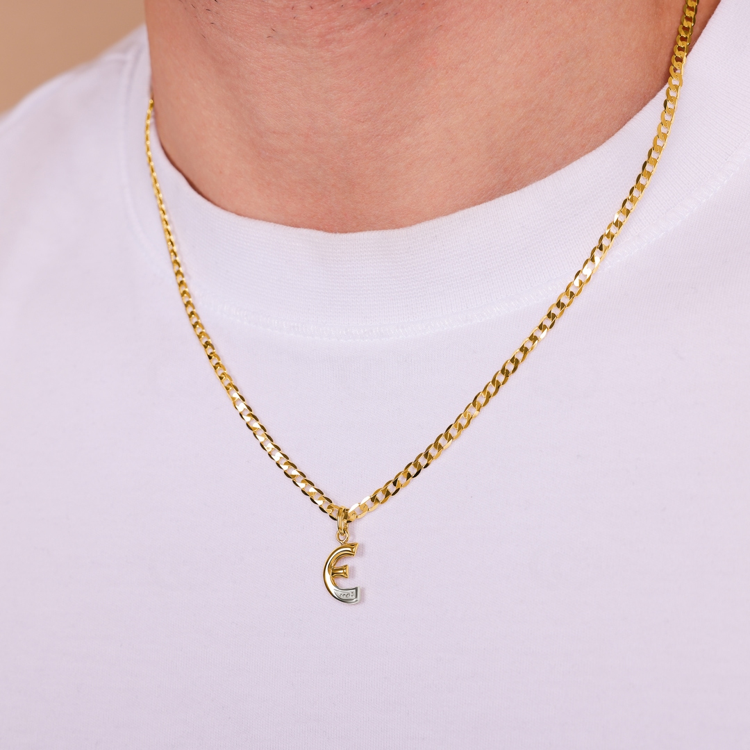 Anhänger 750/18 K Bicolor Buchstabe E mit Diamant
