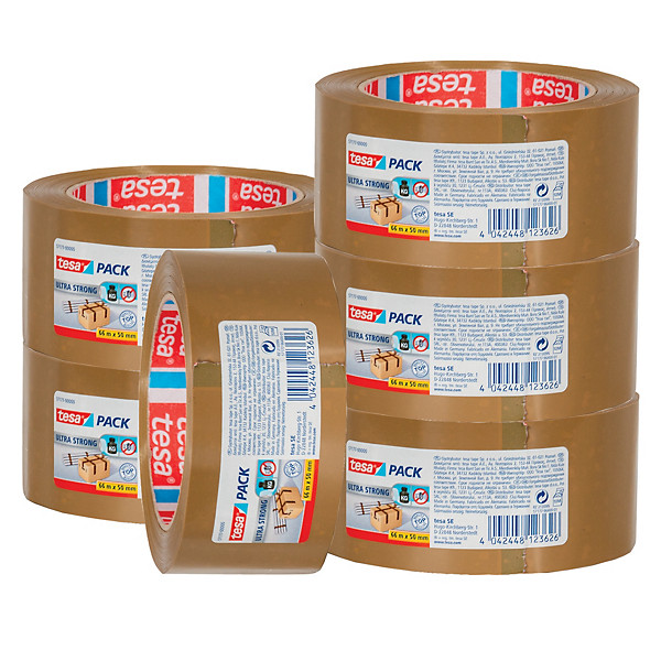 6 rubans adhésifs Tesa PVC 57177 Havane 50 mm x 66 m