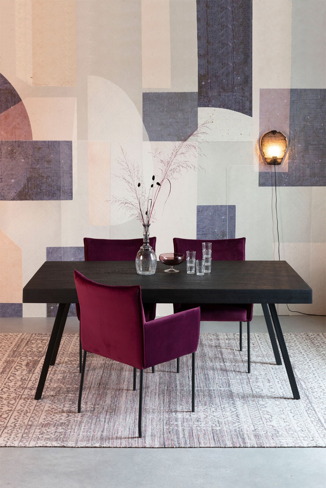 Esstisch SURI 90 x 200 cm Teakholz massiv schwarz