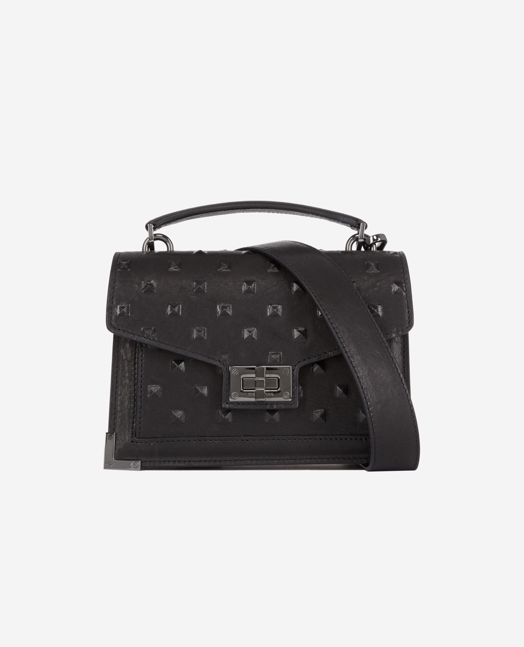 Sac Emily small en cuir noir effet clous