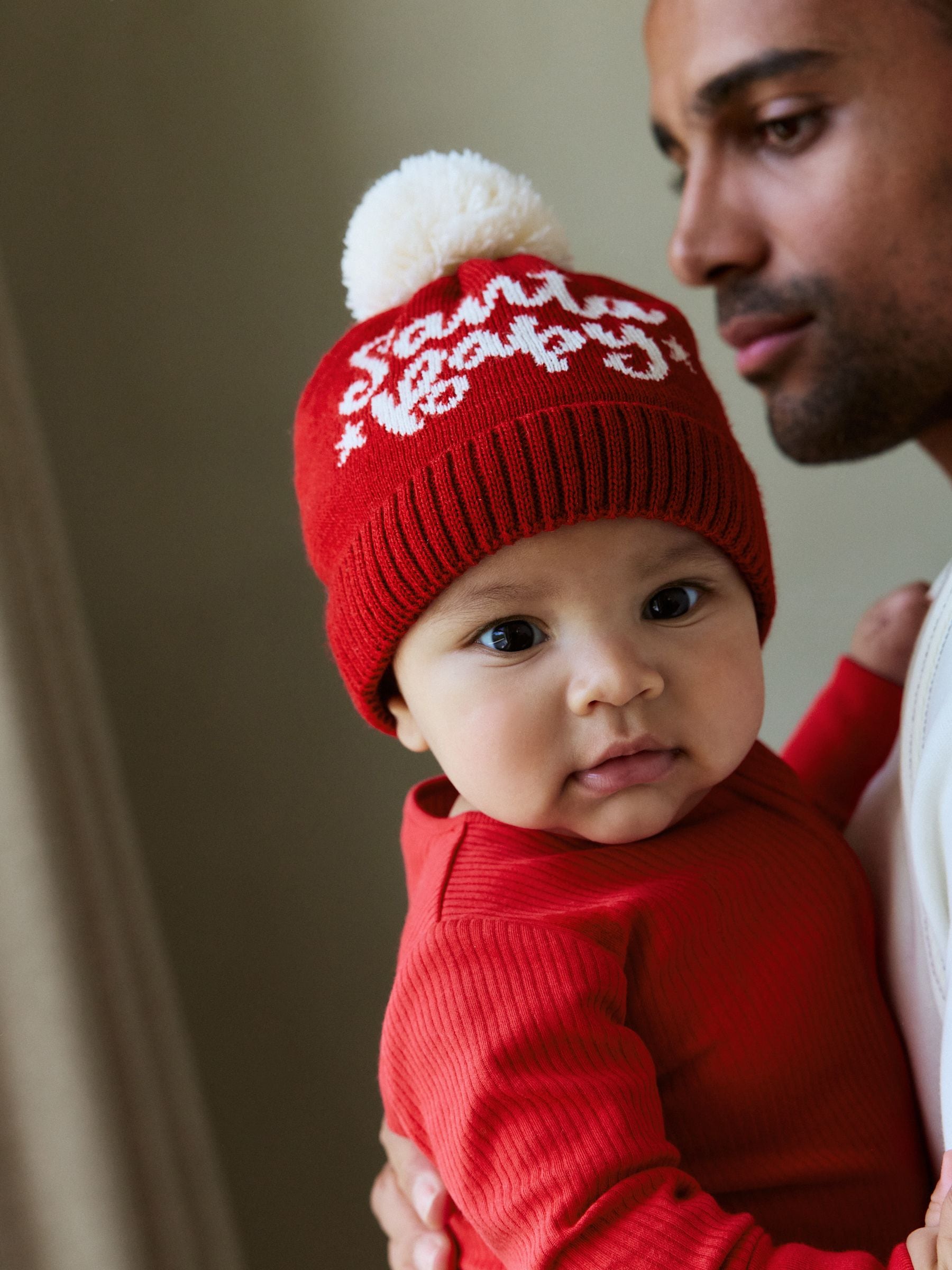 Rood - Santa Baby gebreide pomponmuts