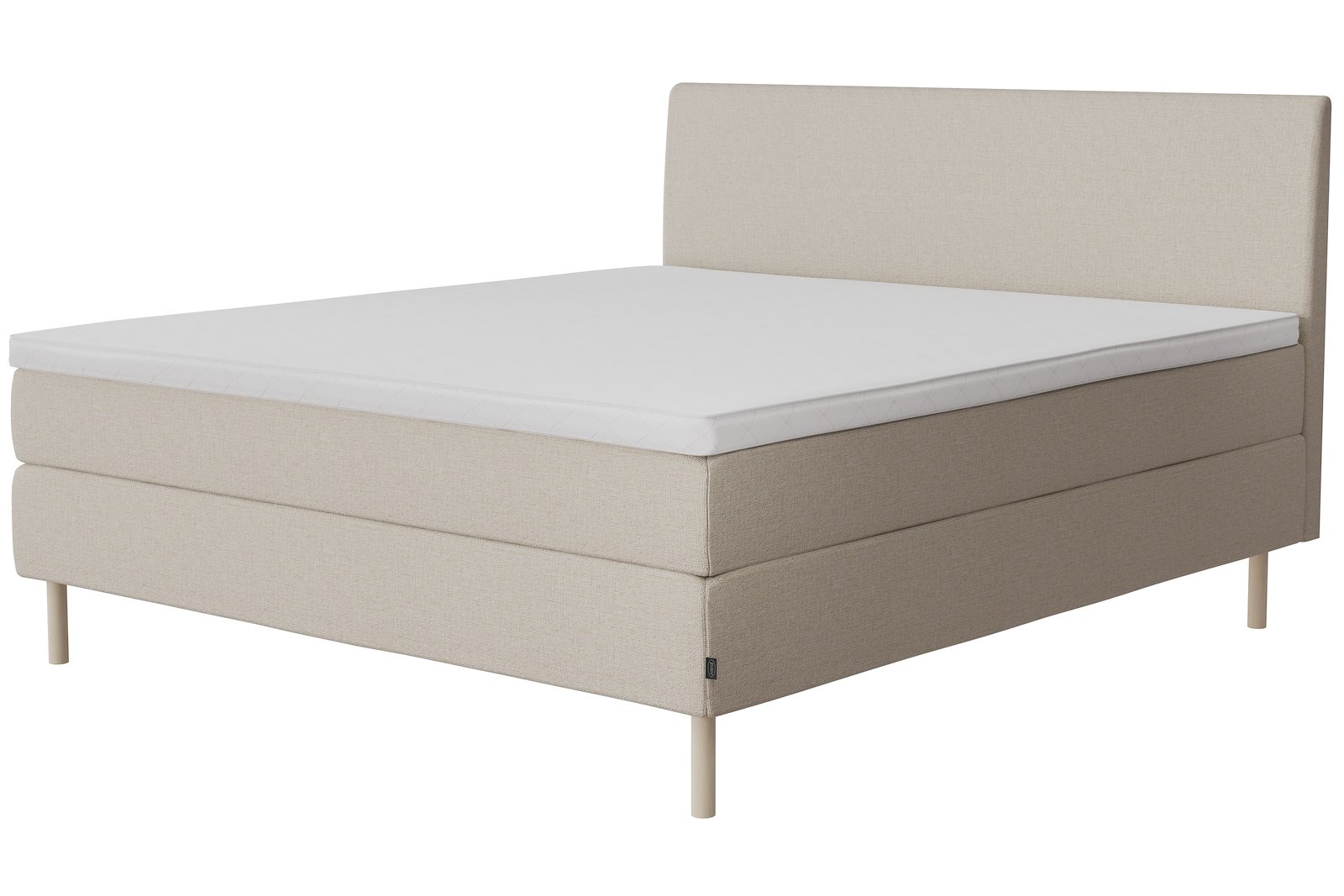 Glow kontinentalseng Tekstil 292 Natur, medium/fast, seamless, Sleep I overmadrass og runde slanke 18 cm hvitvasket ben + støtteben