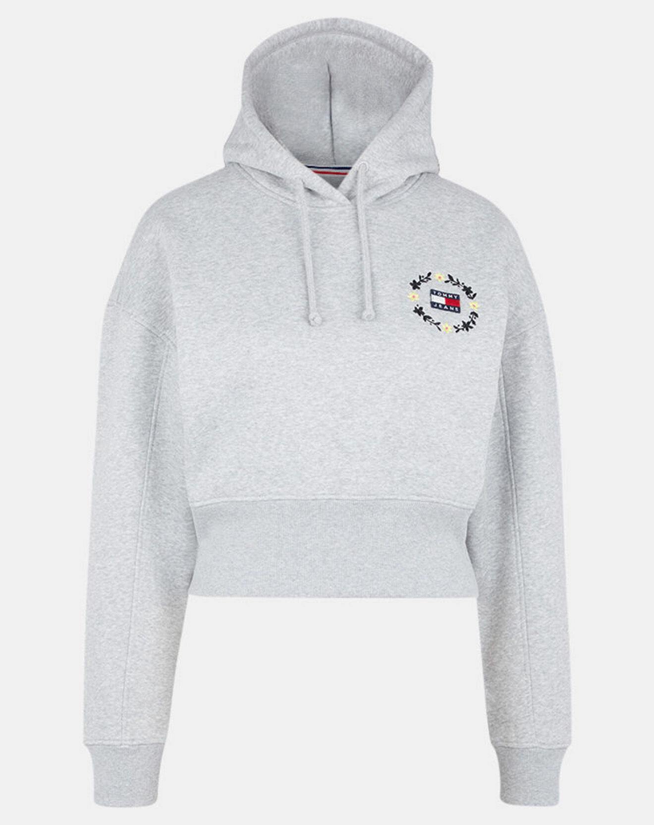 Tommy Jeans Sweat en Coton Bio mélangé  Crop Floral Badge gris chiné