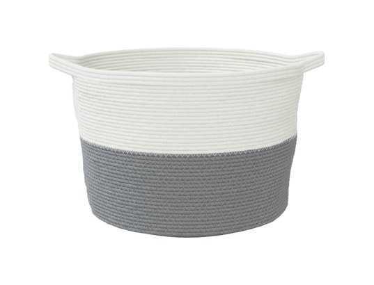 VIDAXL - Panier à linge gris et blanc ø60x36 cm coton