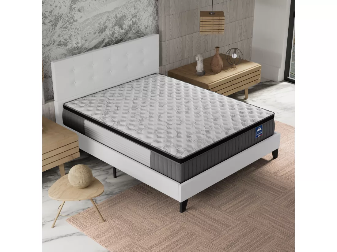 Ensemble Matelas + lit 160x200 cm avec tête de lit, ép. 30cm à mémoire de forme