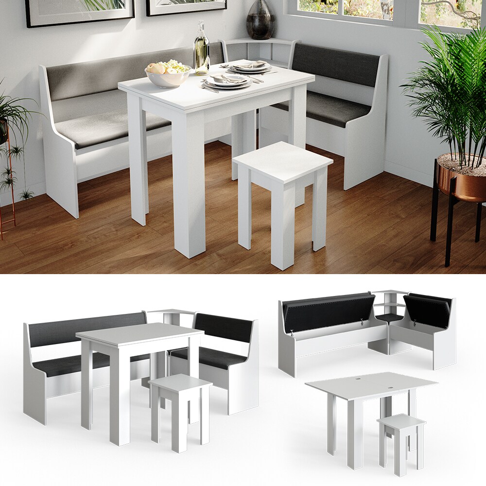 Vicco Eckbankgruppe Roman Weiß 180x120cm Esszimmergruppe Eckbank Sitzgruppe