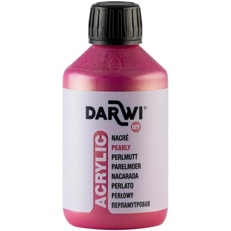 Darwi Flacon de 250 ml de Peinture Acrylique Universelle Nacrée - Rouge nacré