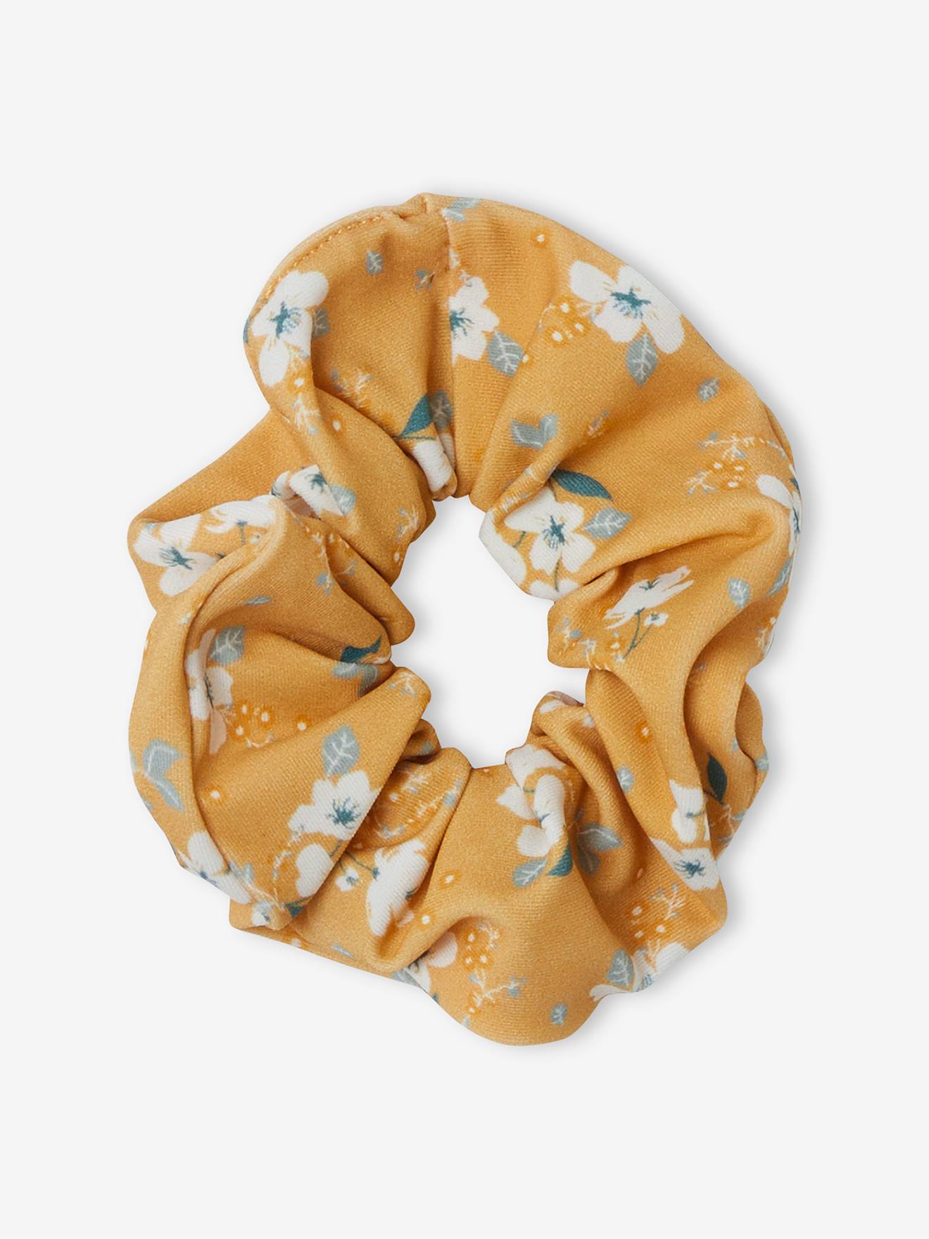 Biquíni com estampa floral + scrunchie combinando com estampa amarela clara