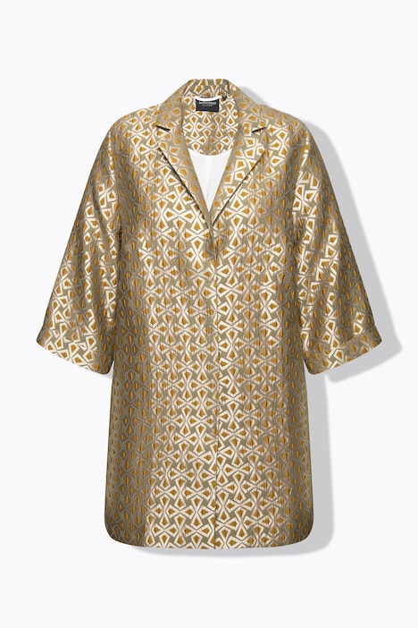 Jacquard-Jacke, A-Linie, Reverskragen, 3/4-Arm