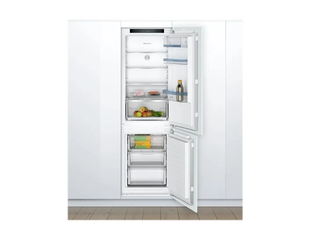Bosch Serie | 4 KIN86VFE0 - Køleskab/fryser - bund-fryser - til indbygning - niche - bredde: 56 cm - dybde: 55 cm - højde: 177.5 cm - 260 liter - Klasse E - Fladhængsel