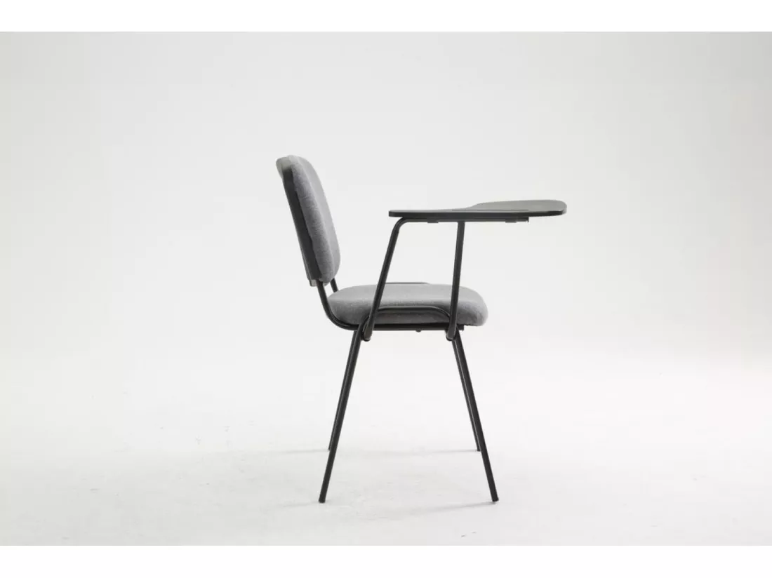 Chaise de salle à manger - Tissu & Métal noir mat - Gris - Ken mit Klapptisch