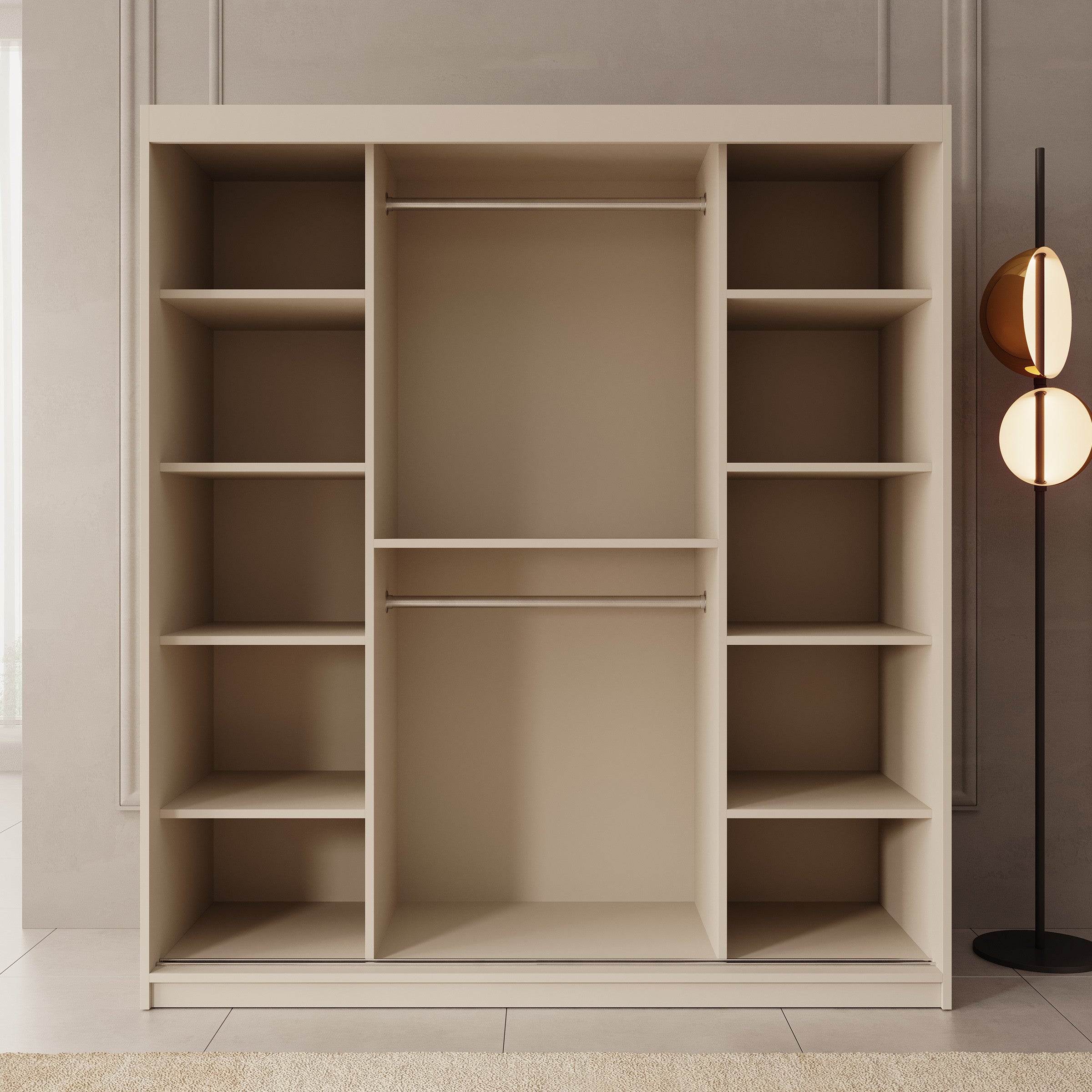Ulysses - Kledingkast met schuifdeuren - Beige - 180x62x200 cm