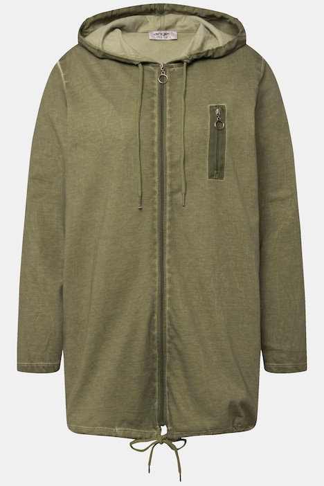 Hoodie-Jacke, oversized, cold dyed Sweat, Kapuze, Rückenprint, Langarm