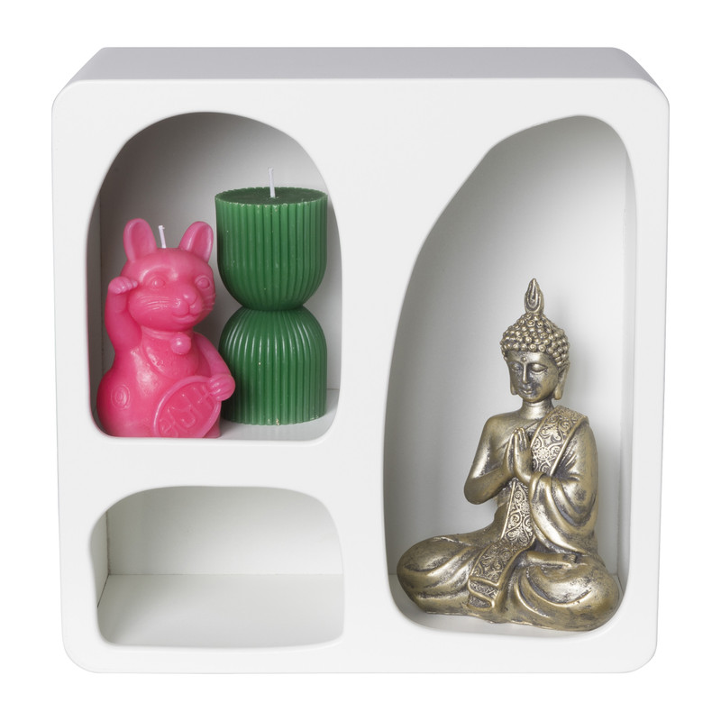 3 vakkenkast Zaha organic - MDF - wit - 30x30x15 cm