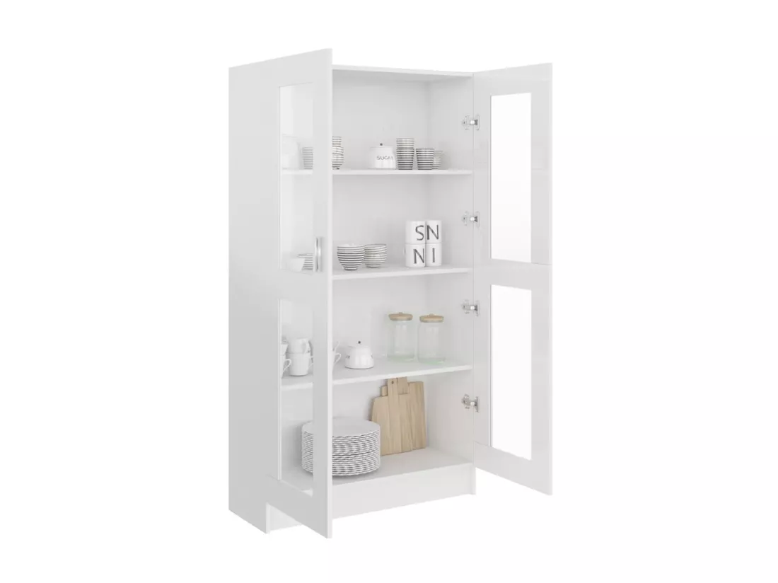 Armoire à vitrine Blanc brillant 82,5x30,5x150 cm Aggloméré