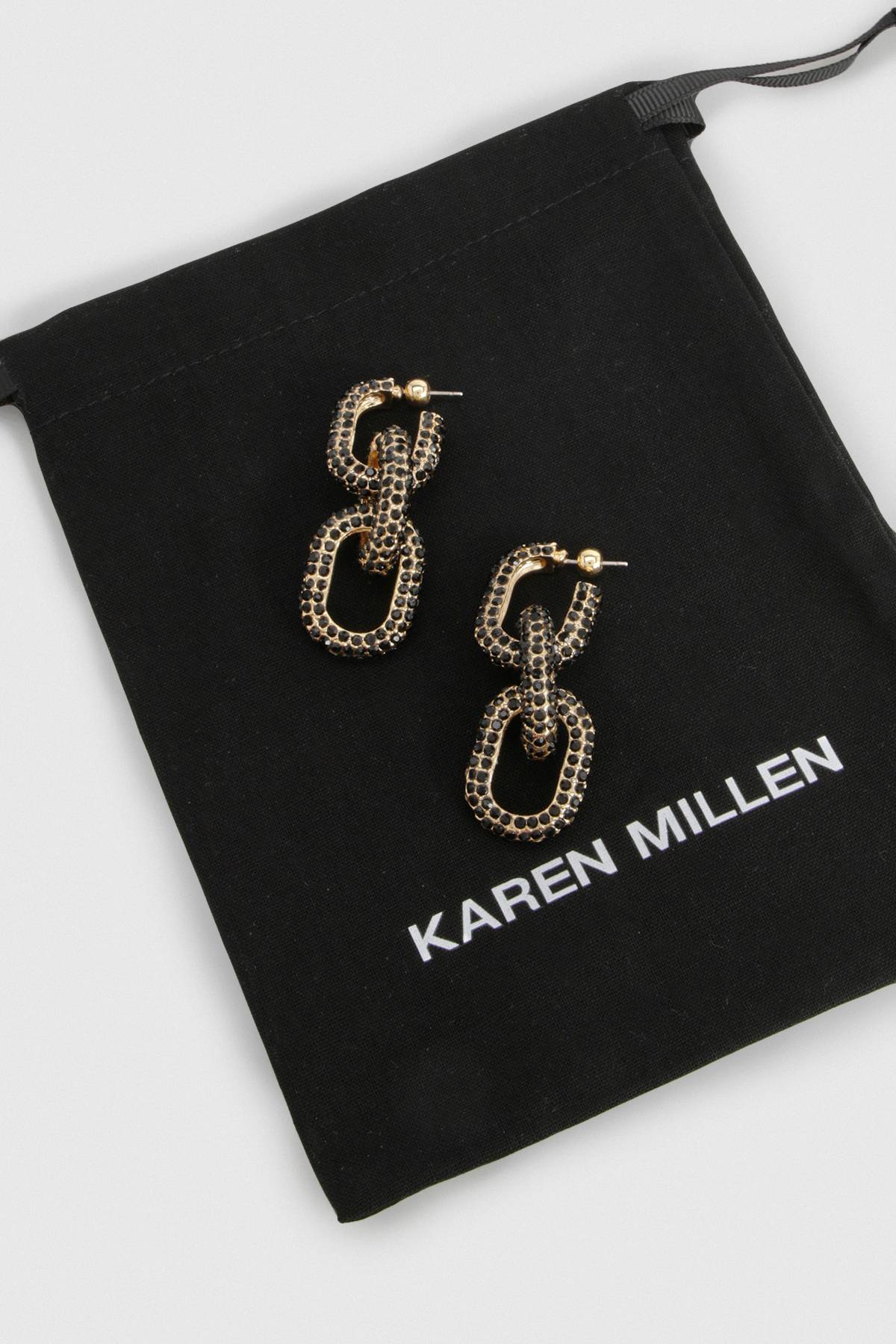 KarenMillen Boucles D'oreilles Pendantes À Maillons De Chaîne Ornées De Cristaux