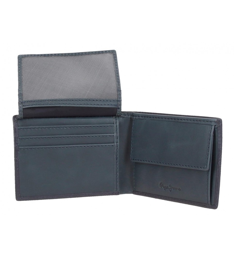 Carteira de couro Pepe Jeans Cracker azul marinho