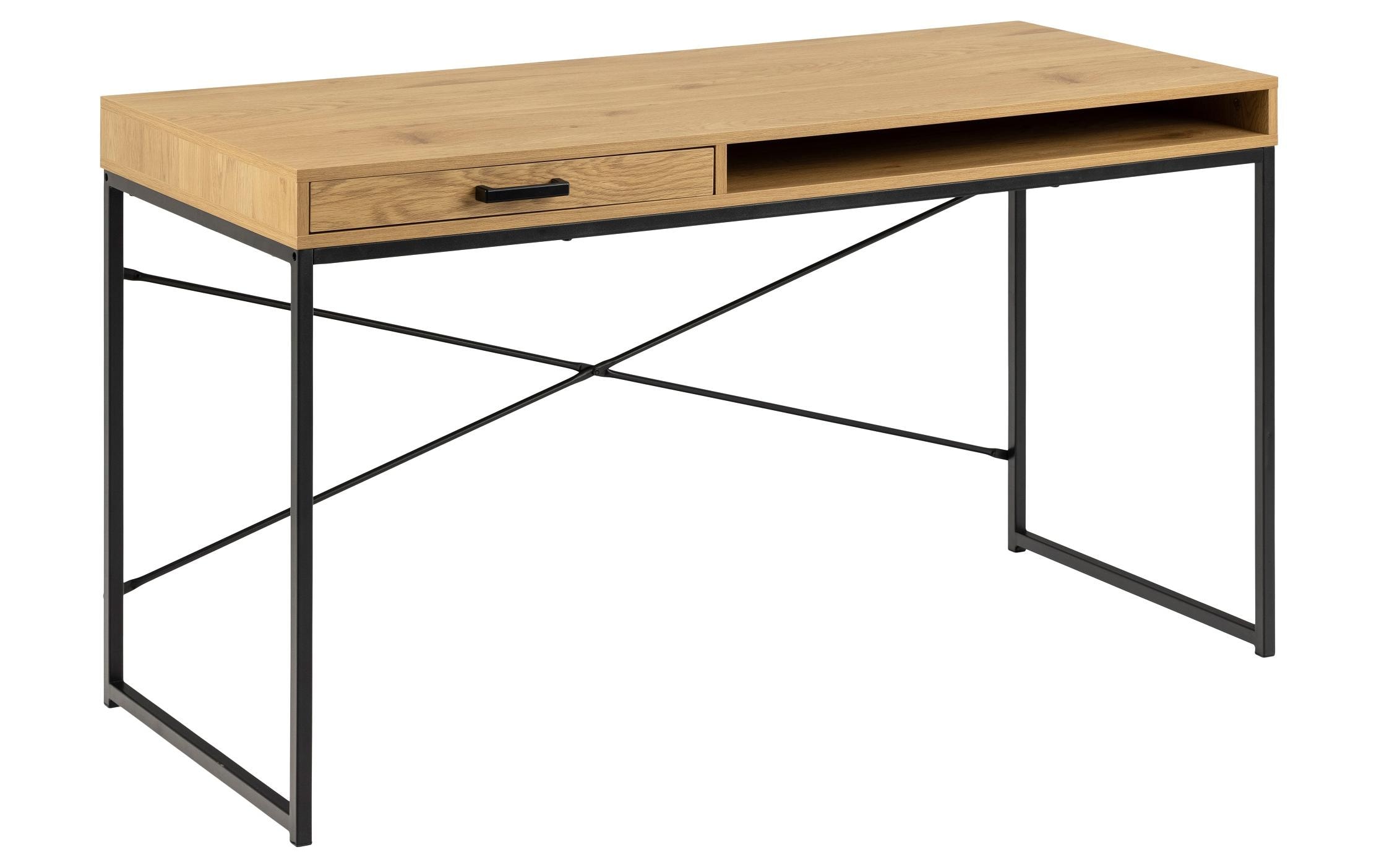Tisch Seaford, Schwarz matt / Wildeiche matt<br>Bürotisch im modernen Industriestil
