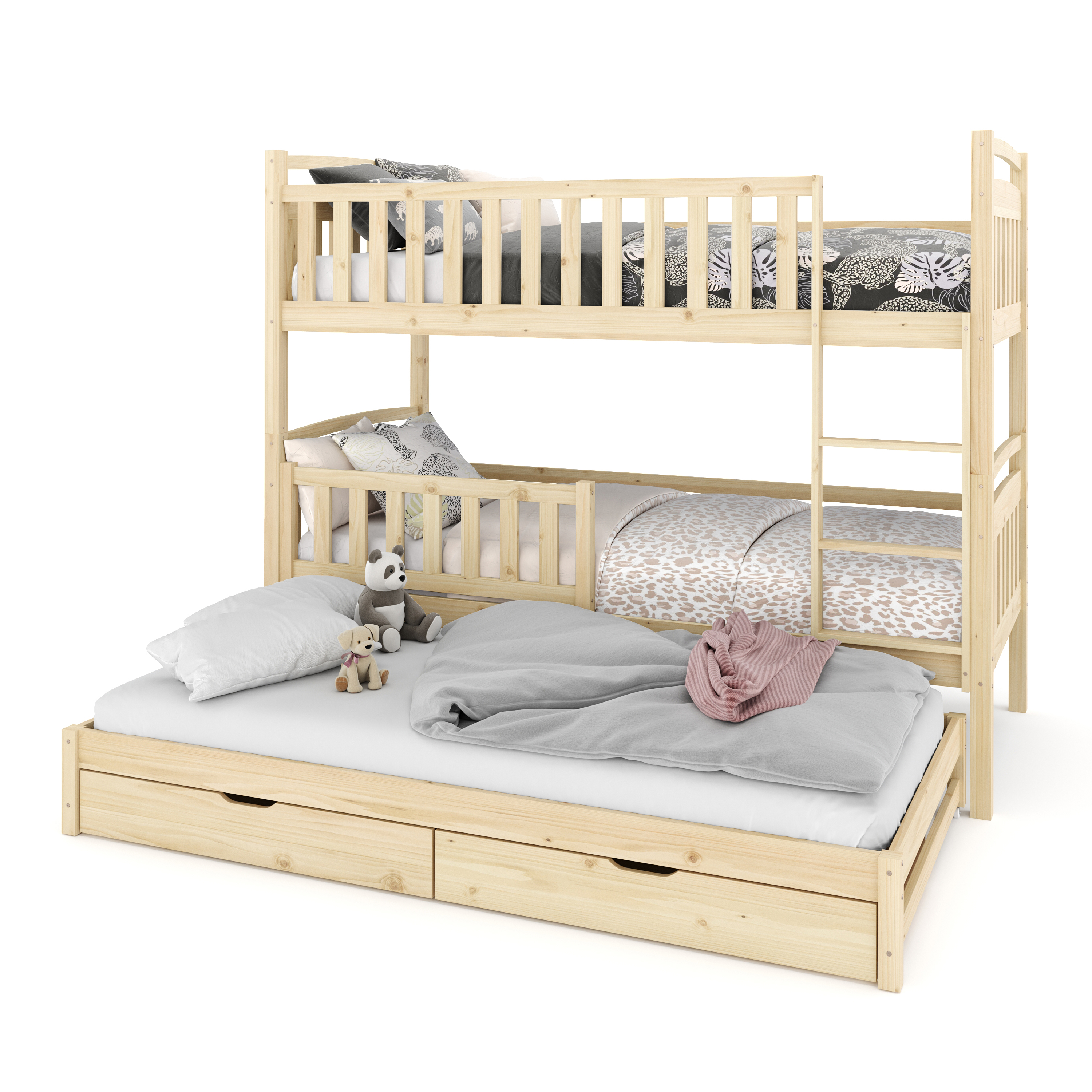 Etagenbett JULIETTE mit Ausziehfunktion 90 x 200 cm natur