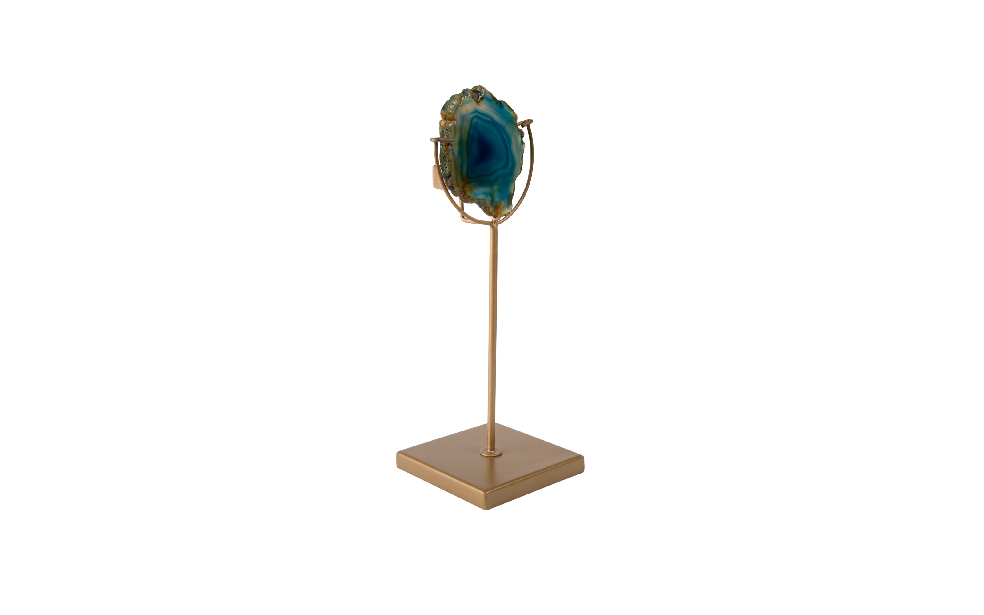 Kerzenhalter Gem aus Eisen mit Achat-Stein in blau