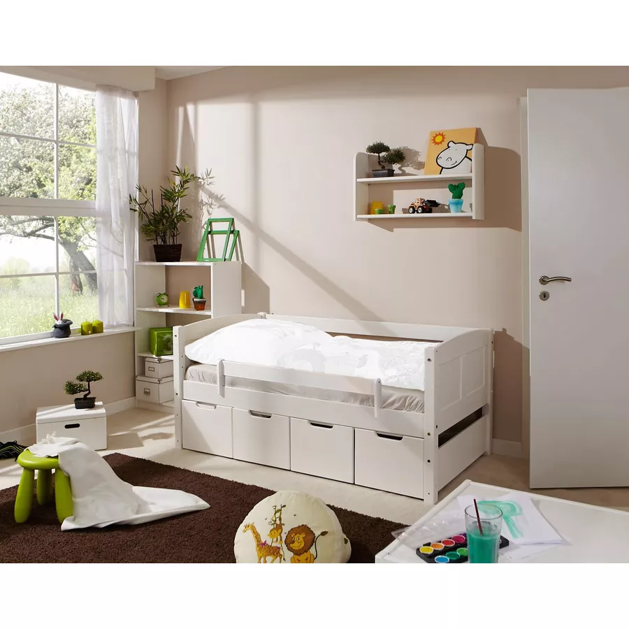 TiCAA Himmelbett Mini mit 4 Schubladen Stern Rosa