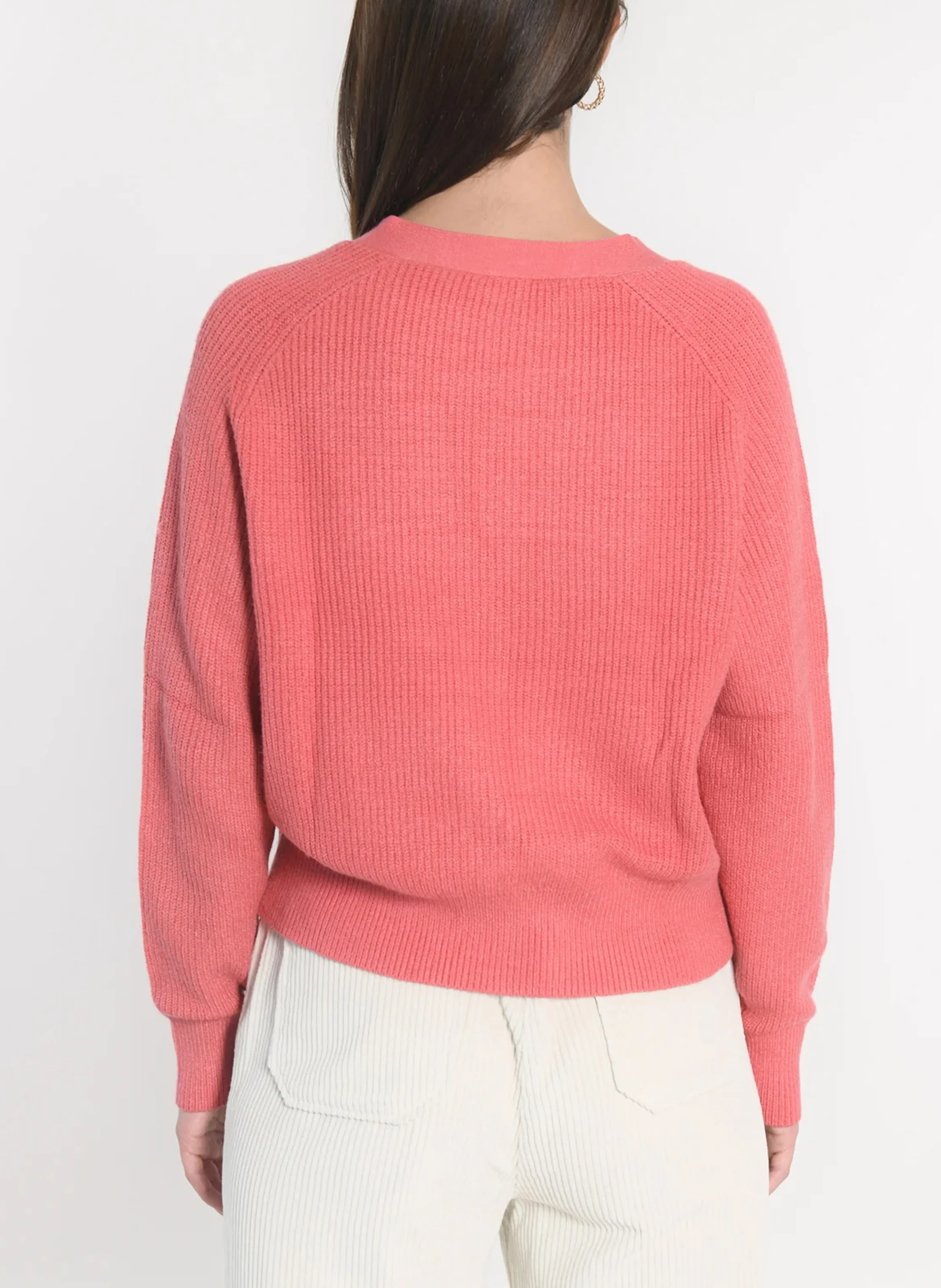 LOU - Cardigan boutonné à col v | Rouge