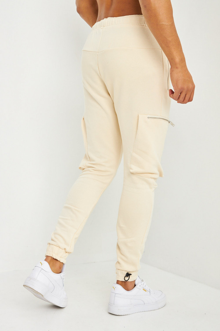 Pantalon de jogging beige à poches cargo