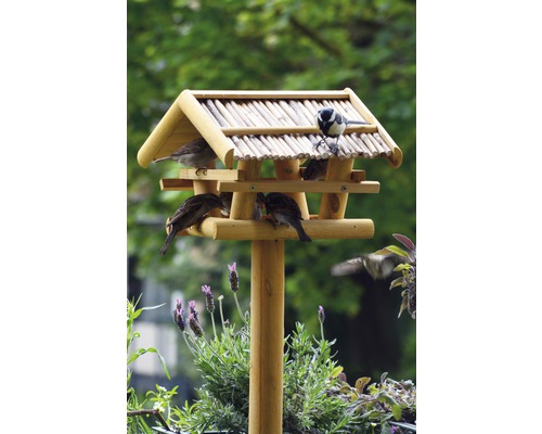 XXL vogelhuisje inclusief standaard en rieten dak 44x44x80 cm