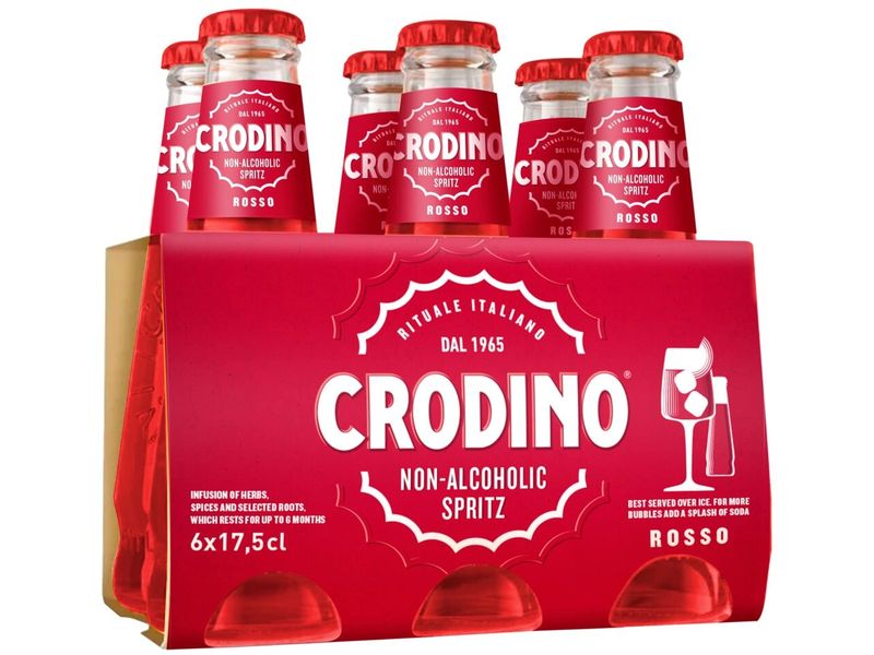 Crodino Aperitivo Rosso 6 x 0.175 l Hochwertiges Aperitif-Getränk ohne Alkohol