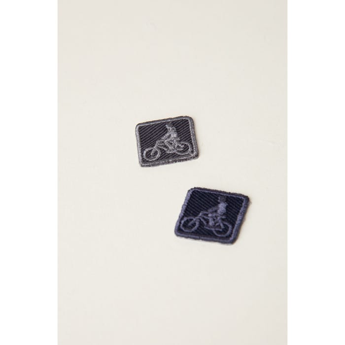 Atelier Veritas-Set van 3 mini patches met fietser 1,5x1,5cm