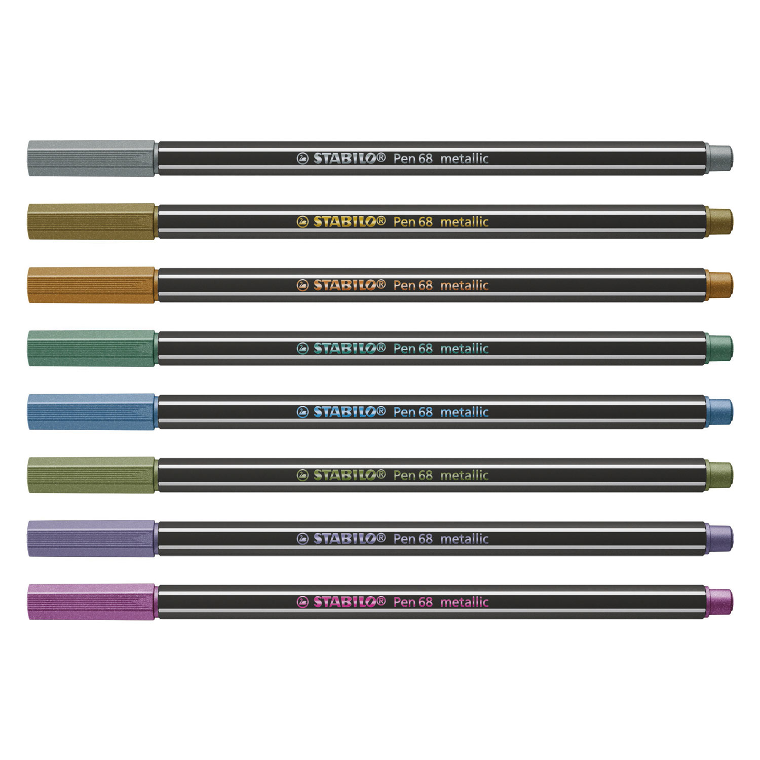 STABILO Pen 68 Metallic -Viltstift - Set Met 8 Stuks
