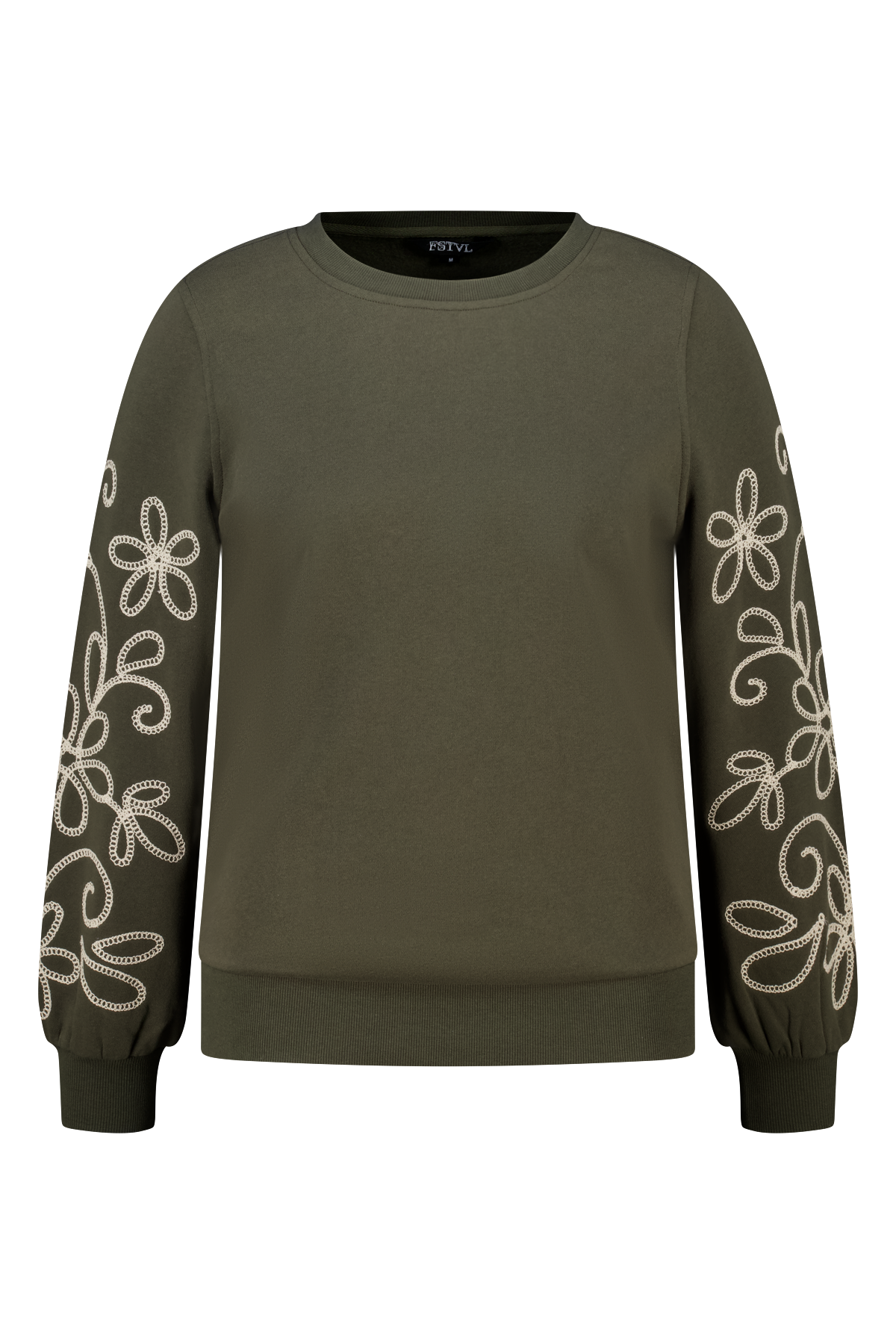 Sweater met broderie details Donker khaki