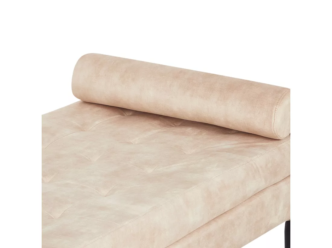 Chaise longue 180 x 70 cm en velours beige USSEL