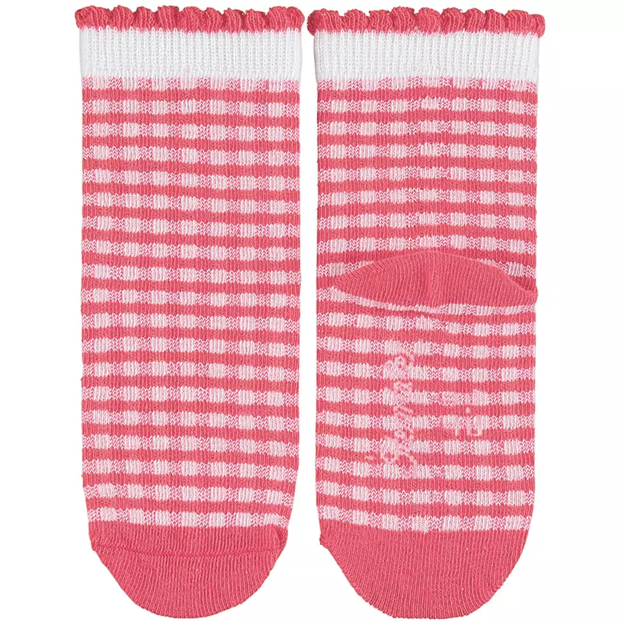Sterntaler Söckchen 3er-Pack Vichykaro koralle