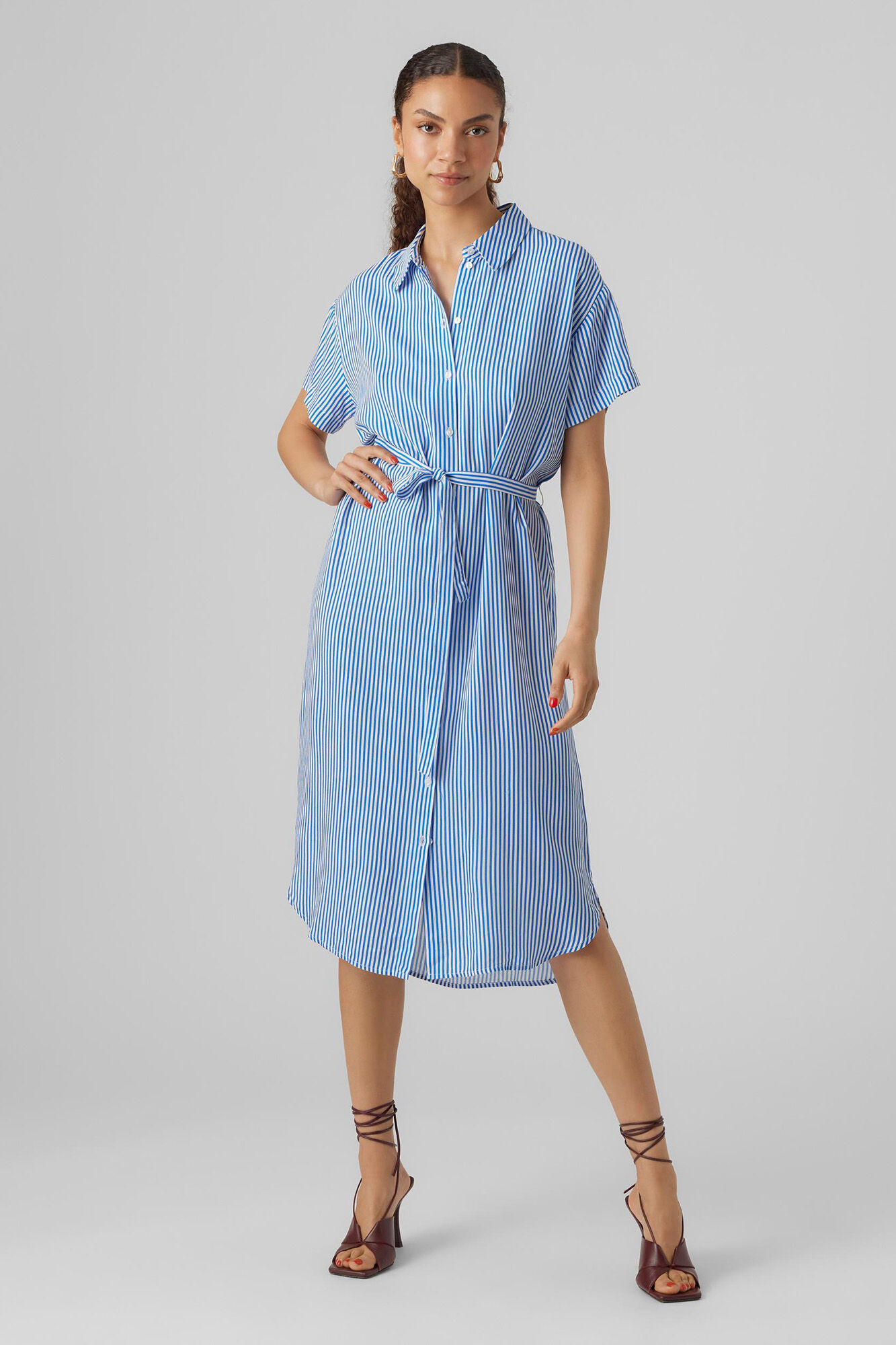 Vestido camisa de manga curta - Branco
