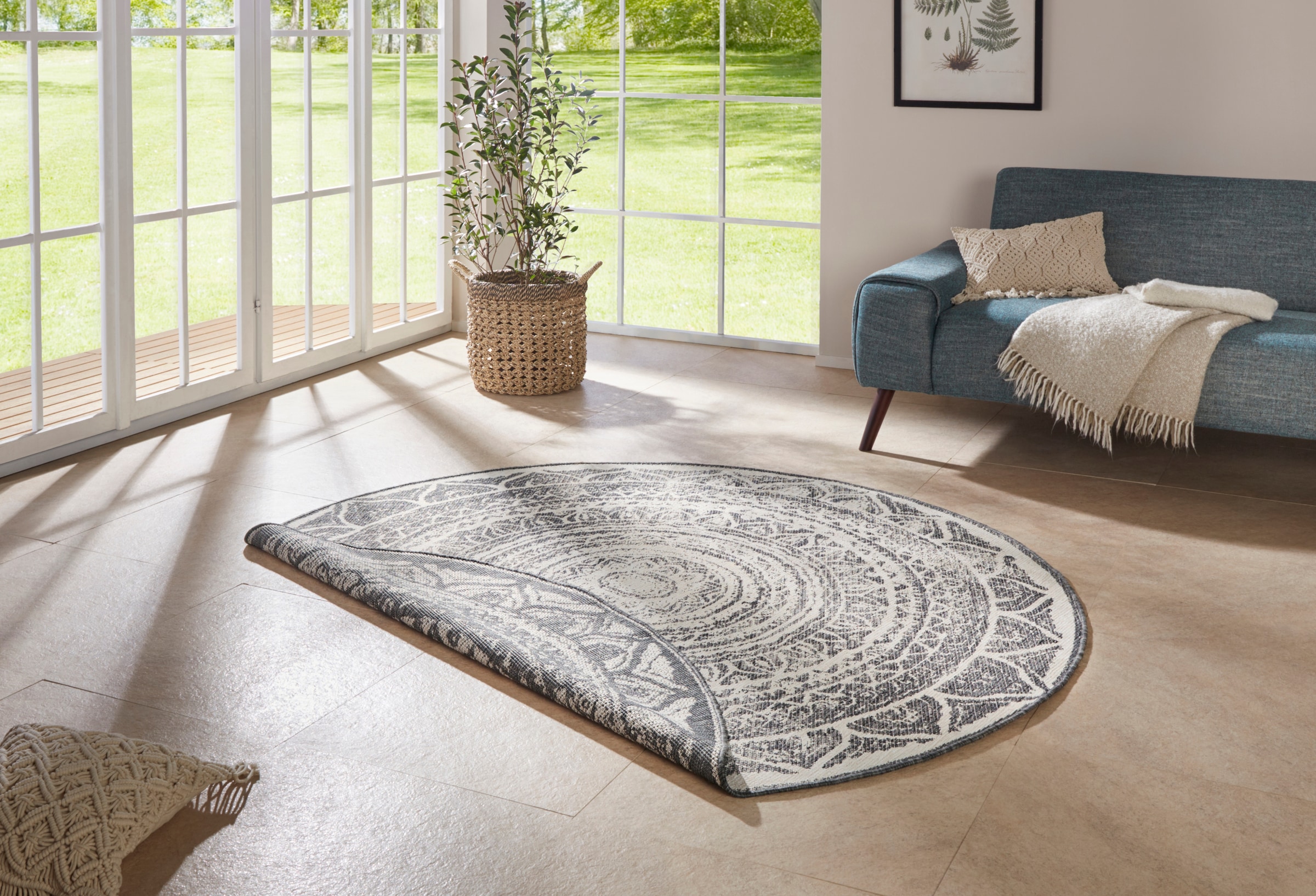 HANSE Home Teppich »Siruma Wendeteppich« rund 5 mm Höhe In- & Outdoor, beidseitig, Orientalisch, Teppich, Garten, Flur